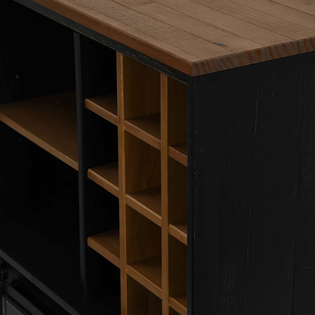 Armoire à vin HALDEN casiers à vin porte coulissante noir pin - XIOS
