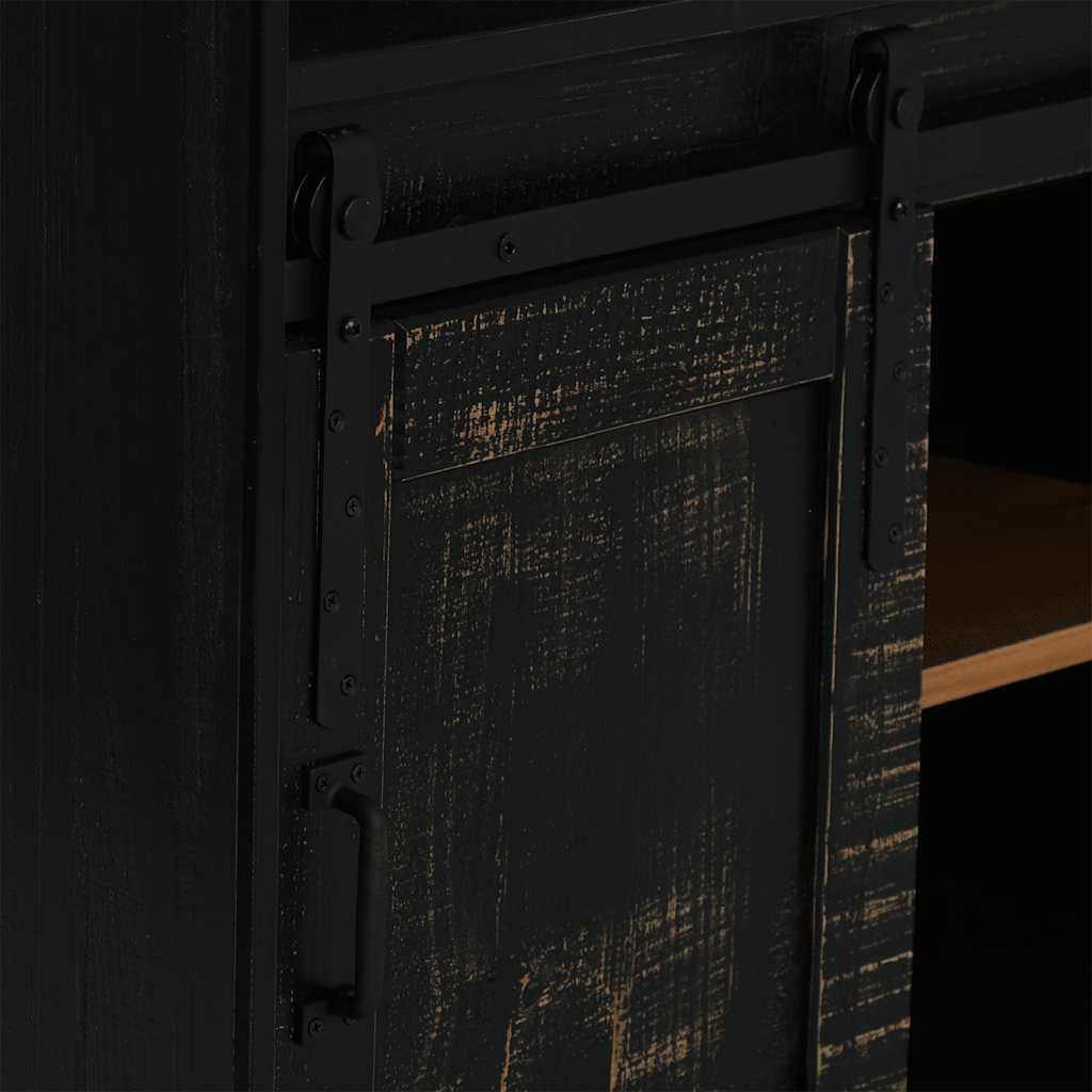 Armoire à vin HALDEN casiers à vin porte coulissante noir pin - XIOS