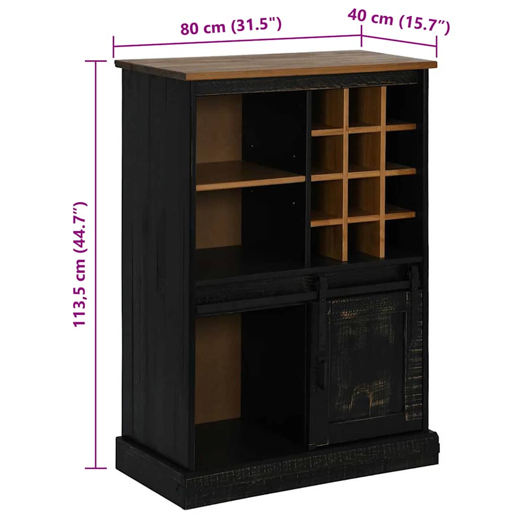 Armoire à vin HALDEN casiers à vin porte coulissante noir pin - XIOS