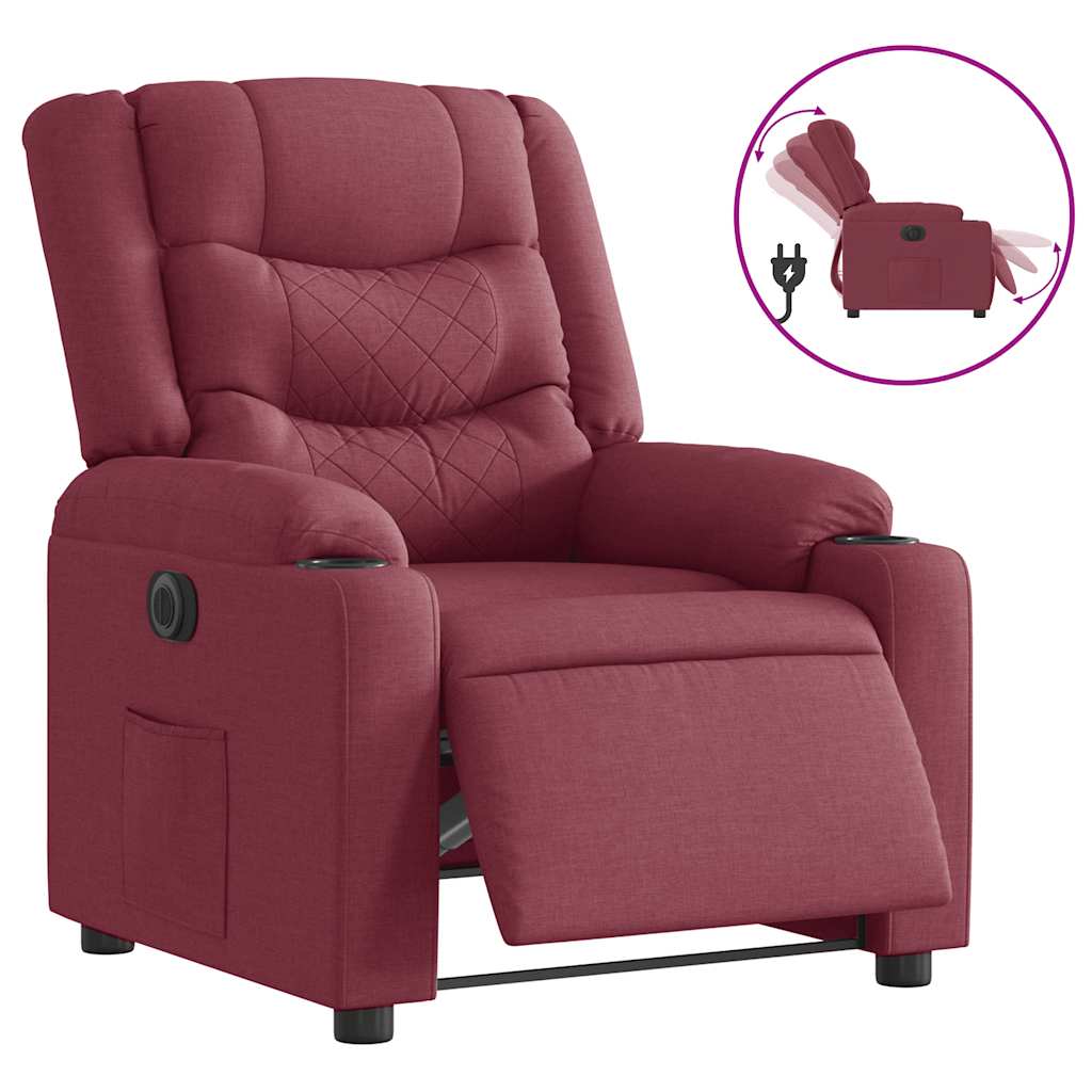 Fauteuil inclinable électrique Rouge bordeaux Tissu - XIOS
