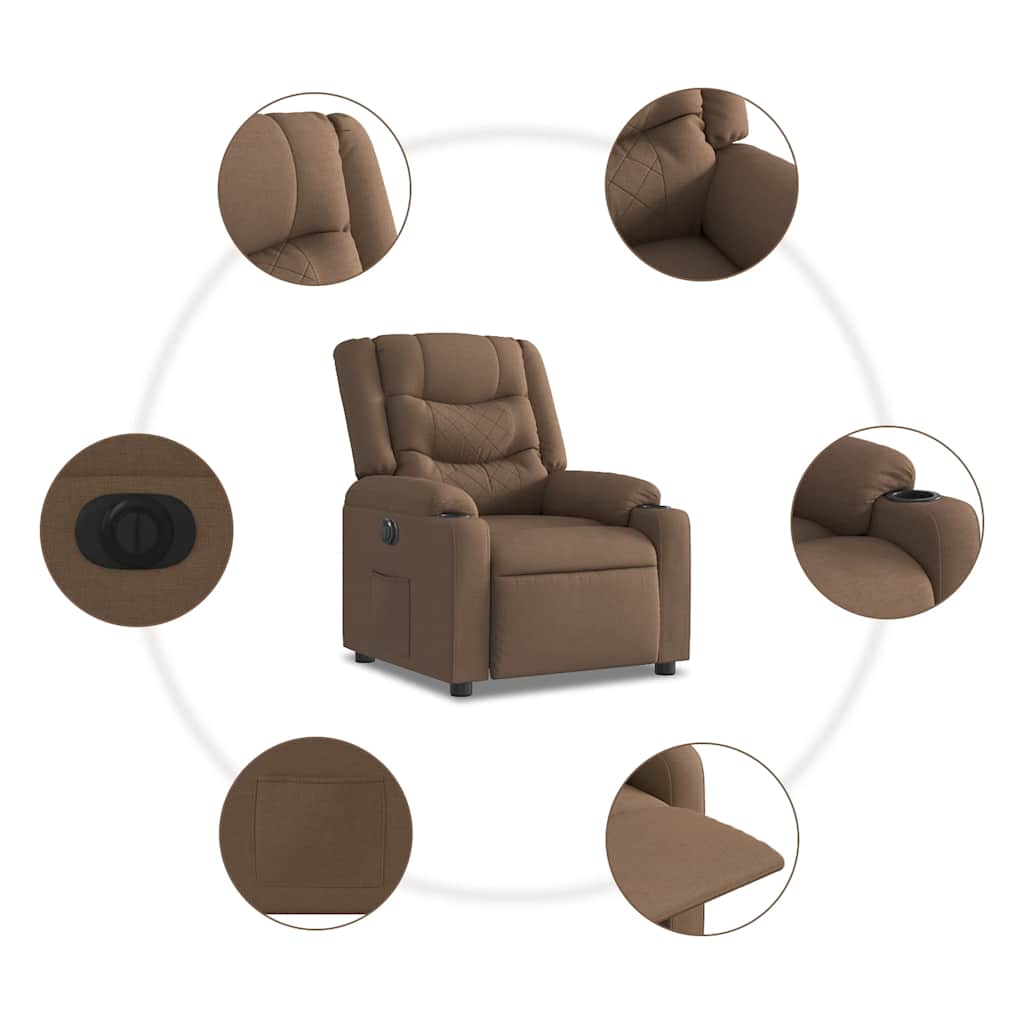 Fauteuil inclinable électrique Marron Tissu