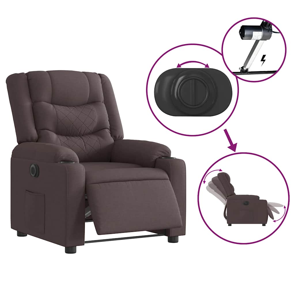 Fauteuil inclinable électrique Marron foncé Tissu - XIOS