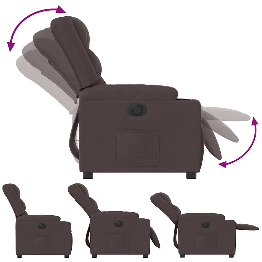 Fauteuil inclinable électrique Marron foncé Tissu - XIOS
