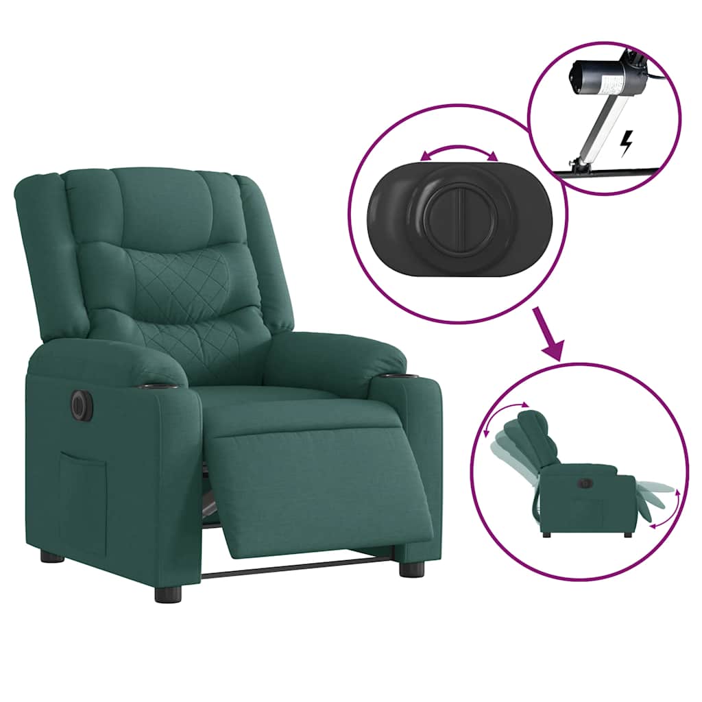 Fauteuil inclinable électrique Vert foncé Tissu - XIOS