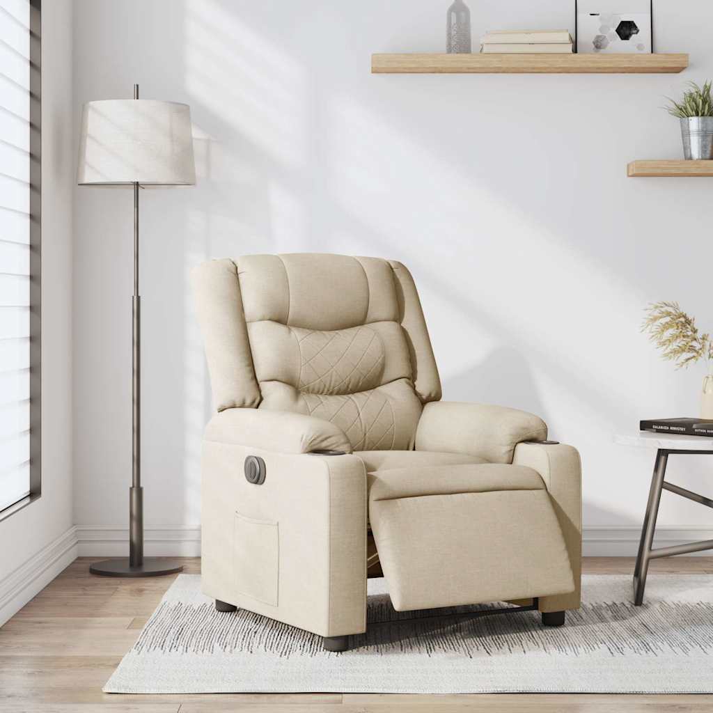 Fauteuil inclinable électrique Crème Tissu - XIOS