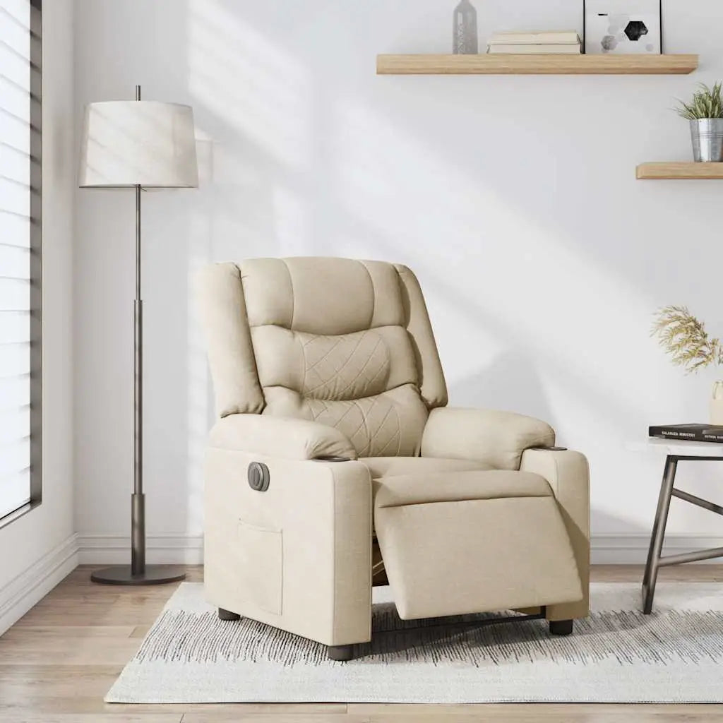 Fauteuil inclinable électrique Crème Tissu - XIOS
