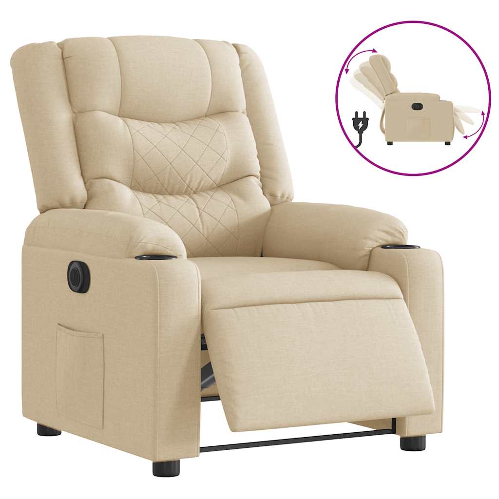 Fauteuil inclinable électrique Crème Tissu - XIOS