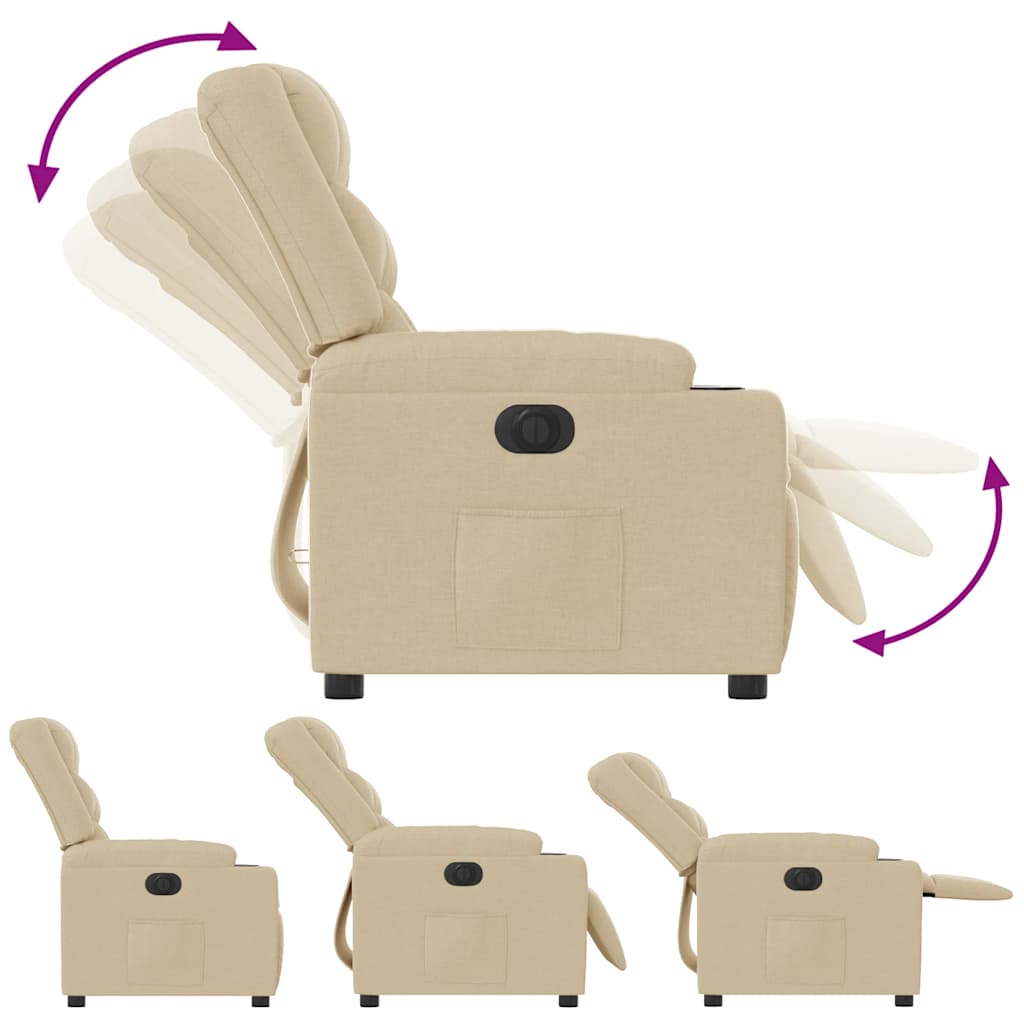 Fauteuil inclinable électrique Crème Tissu - XIOS