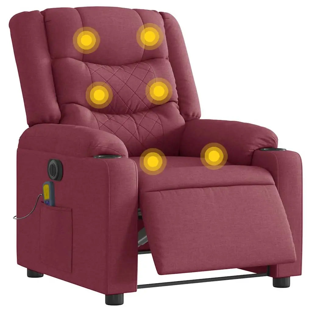 Fauteuil de massage inclinable électrique Rouge bordeaux Tissu - XIOS