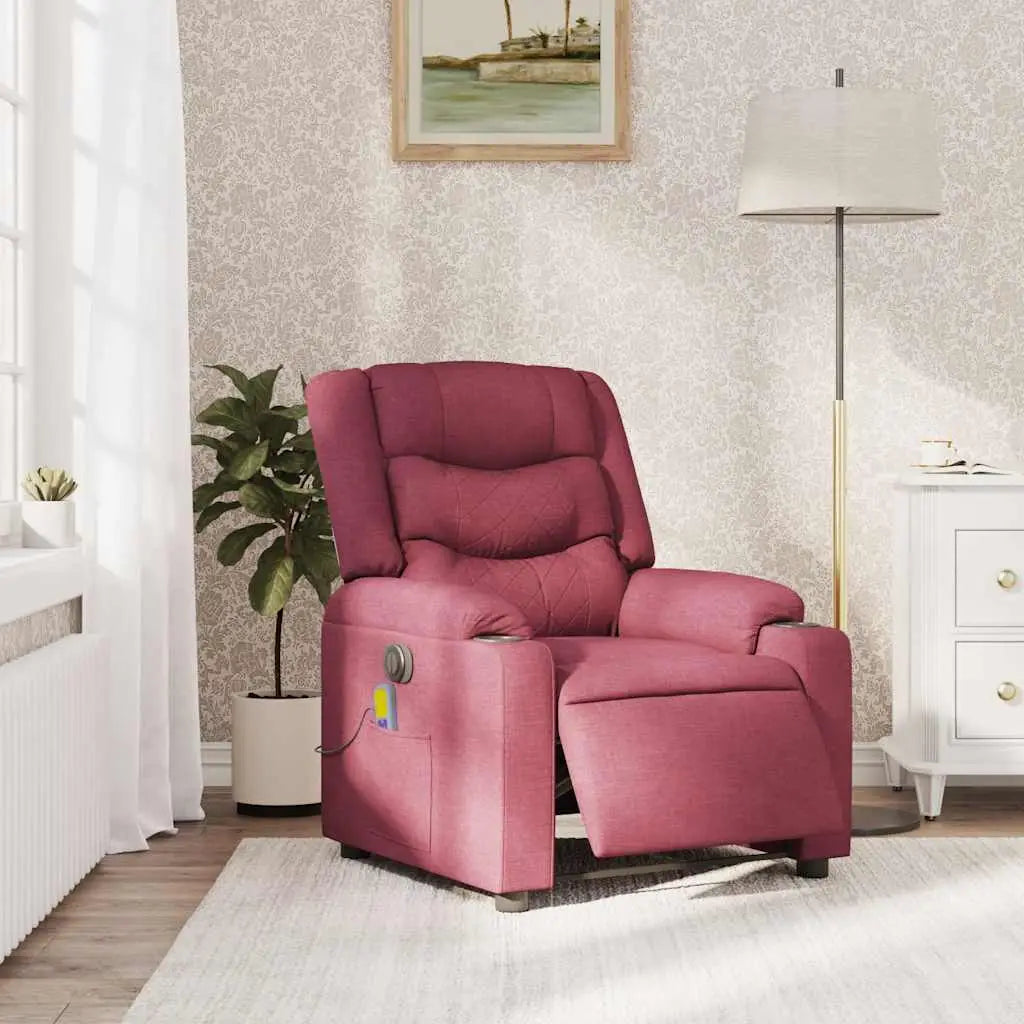 Fauteuil de massage inclinable électrique Rouge bordeaux Tissu - XIOS