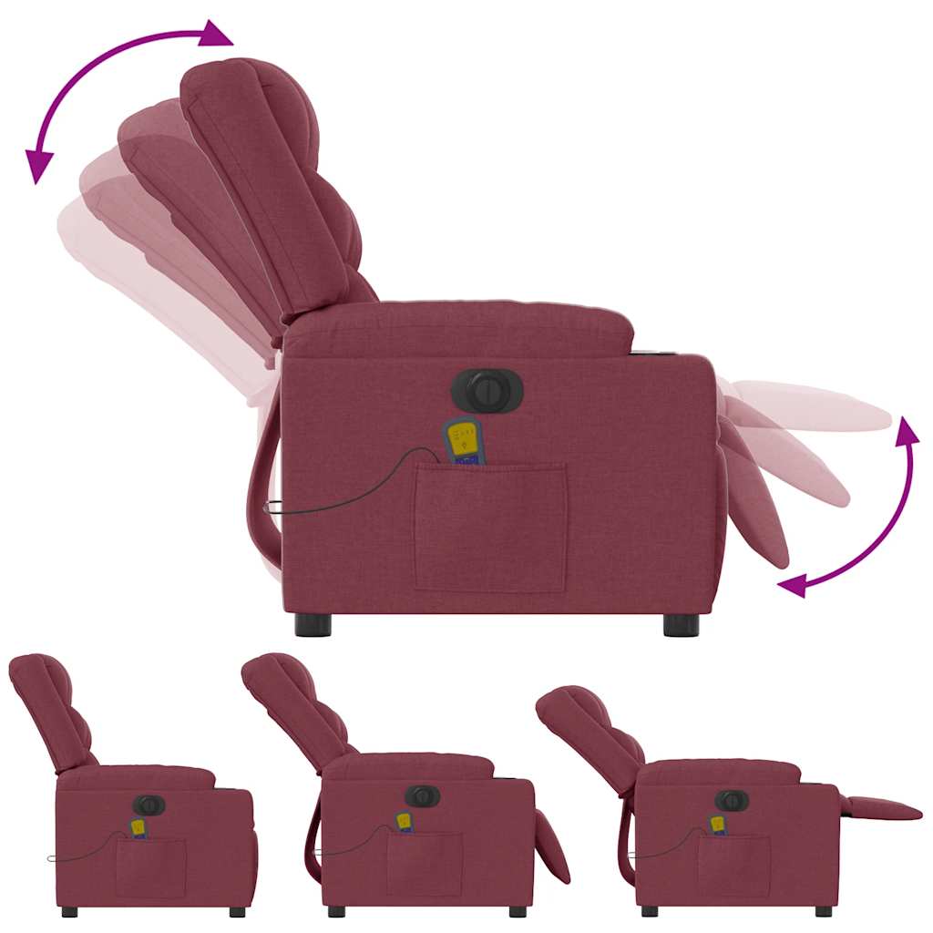 Fauteuil de massage inclinable électrique Rouge bordeaux Tissu