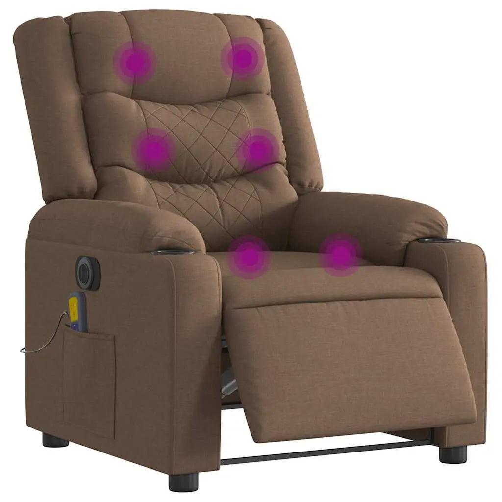Fauteuil inclinable de massage électrique marron tissu - XIOS