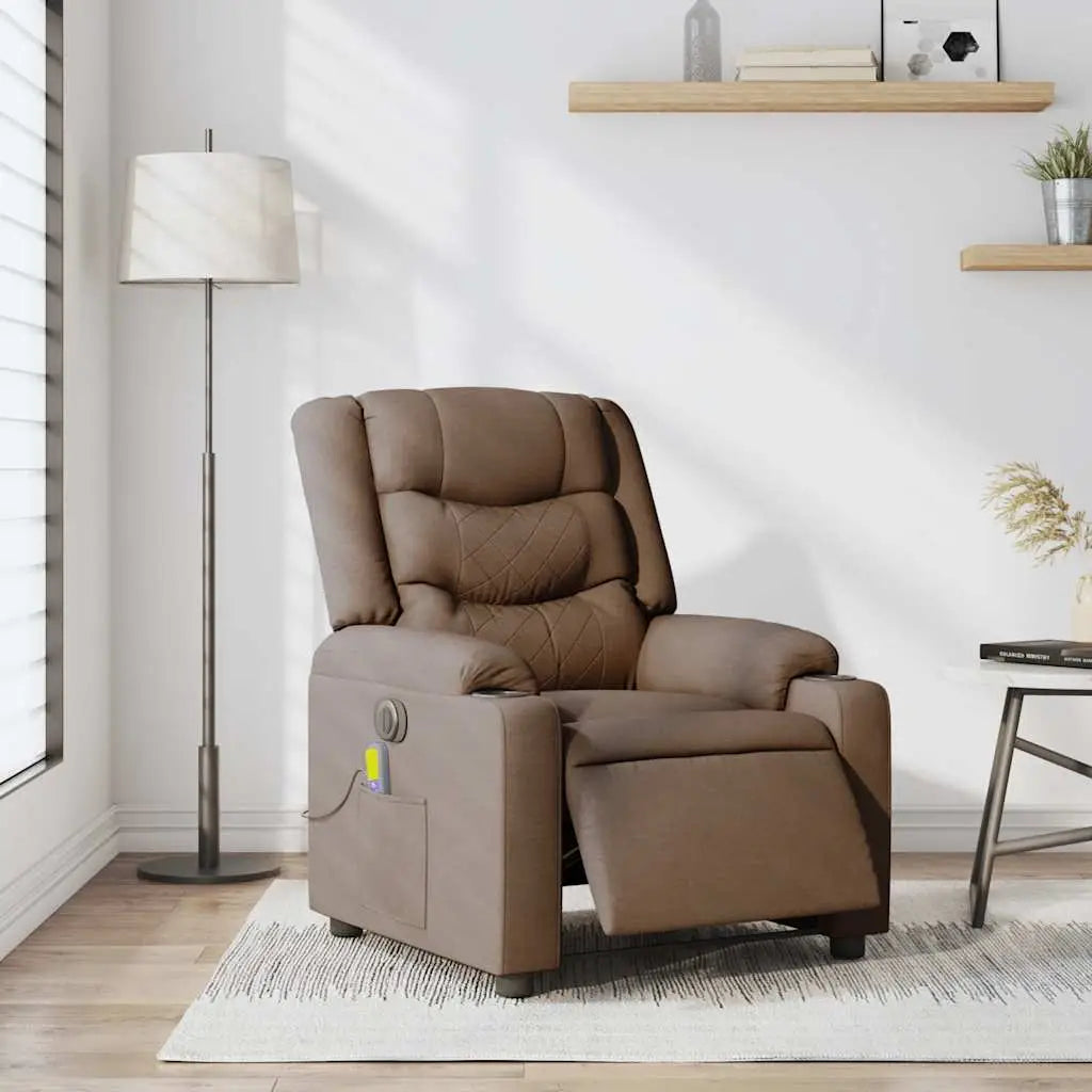 Fauteuil inclinable de massage électrique marron tissu - XIOS