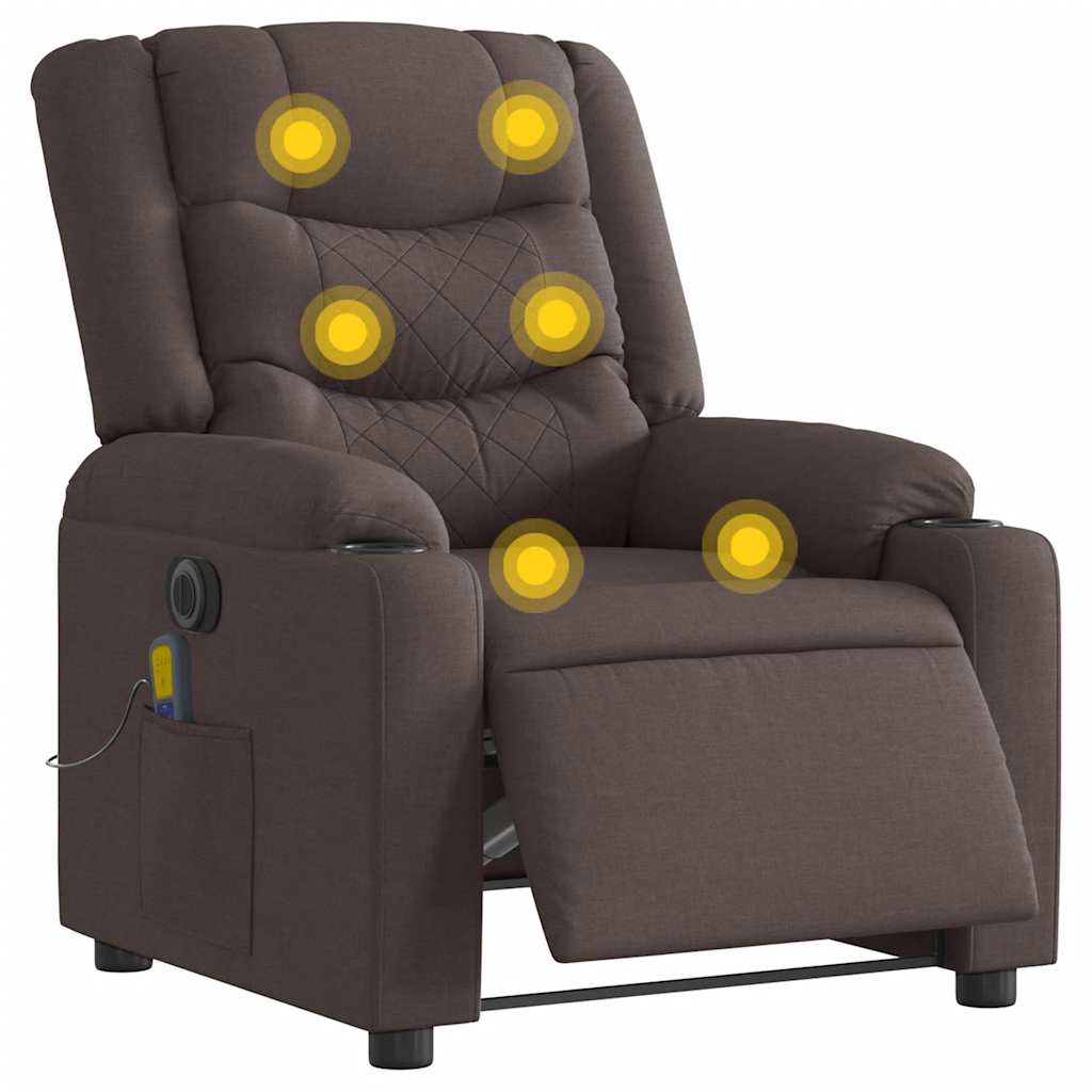 Fauteuil de massage inclinable électrique Marron foncé Tissu