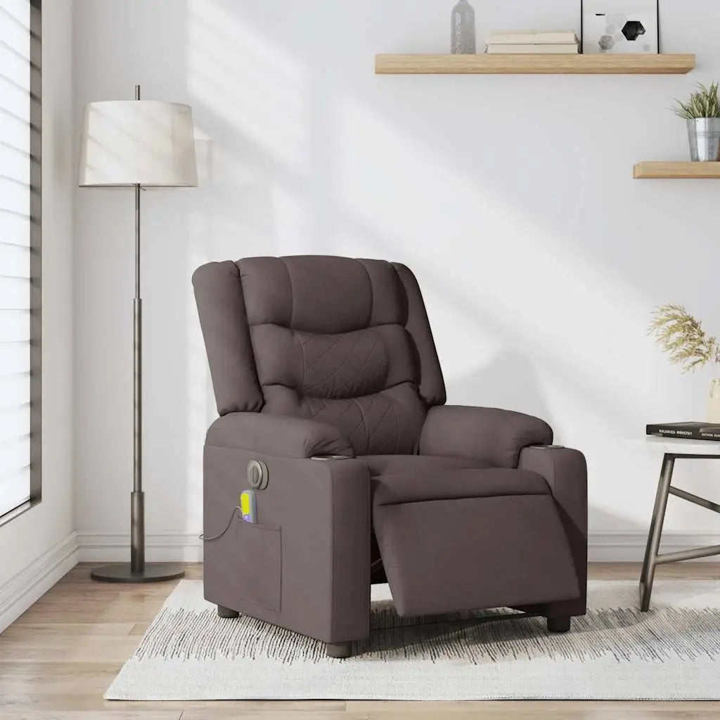 Fauteuil de massage inclinable électrique Marron foncé Tissu - XIOS