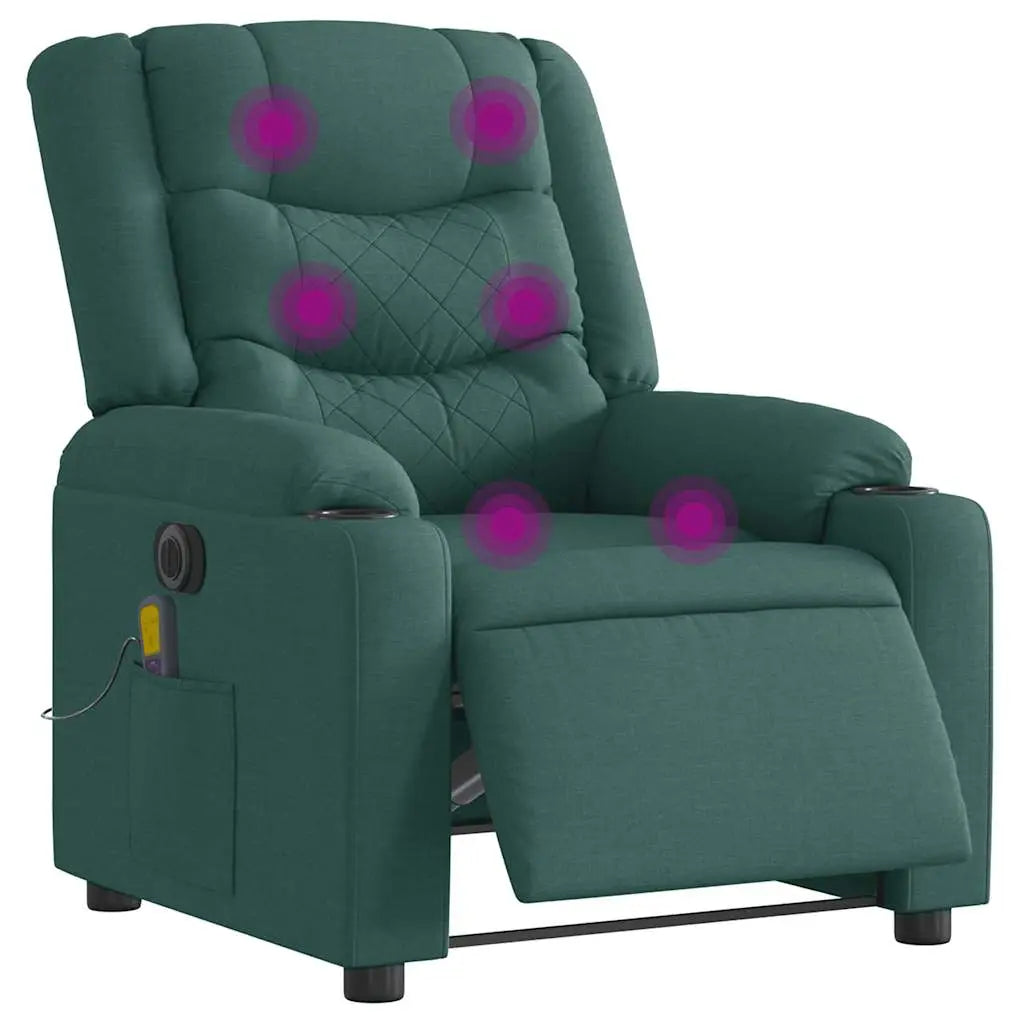 Fauteuil de massage inclinable électrique Vert foncé Tissu - XIOS