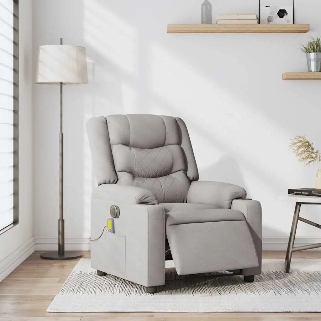 Fauteuil de massage inclinable électrique gris nuage tissu - XIOS