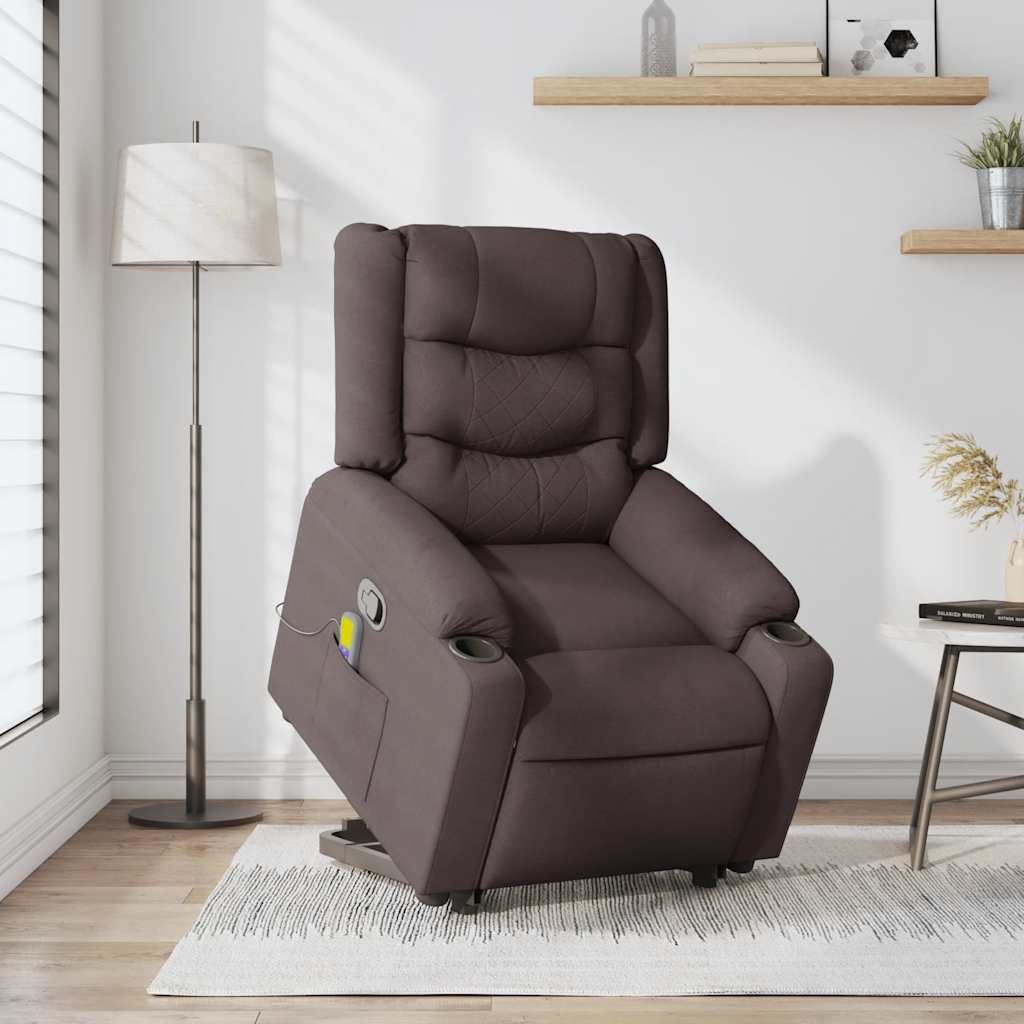 Fauteuil inclinable de massage Marron foncé Tissu