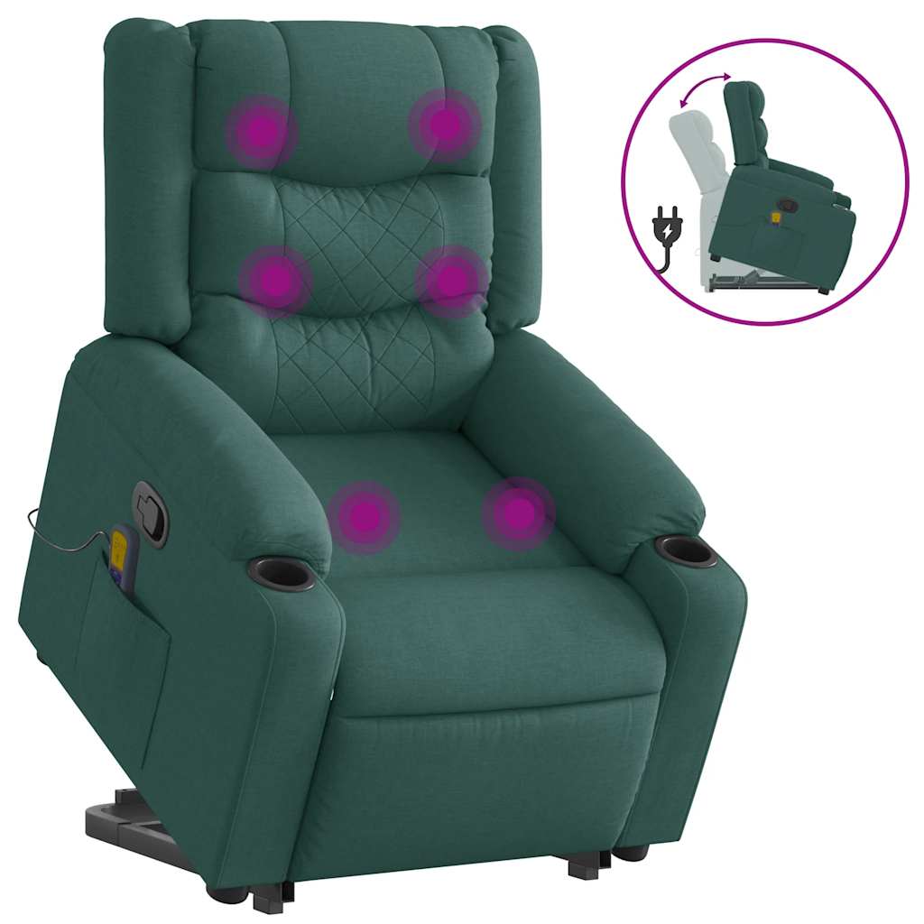 Fauteuil inclinable de massage Vert foncé Tissu - XIOS