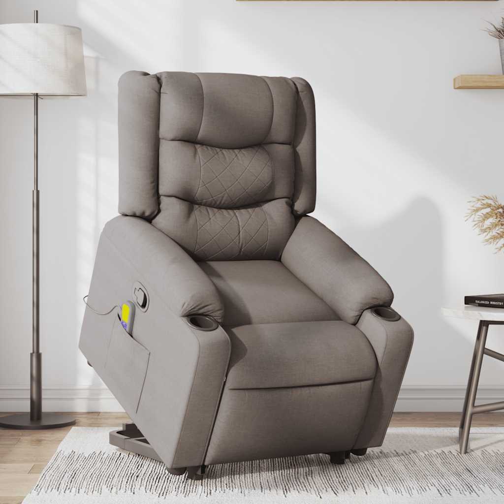 Fauteuil inclinable de massage Taupe Tissu Fauteuils vidaXL