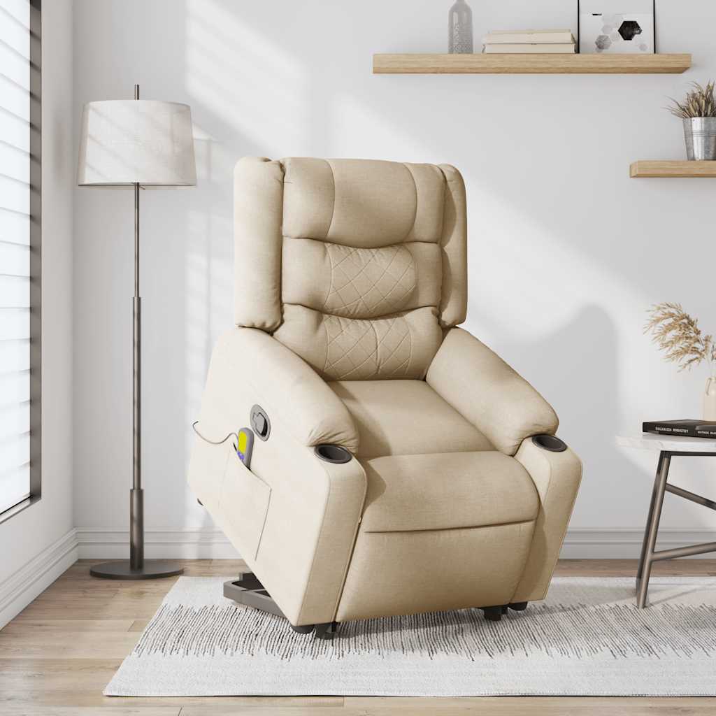 Fauteuil inclinable de massage Crème Tissu