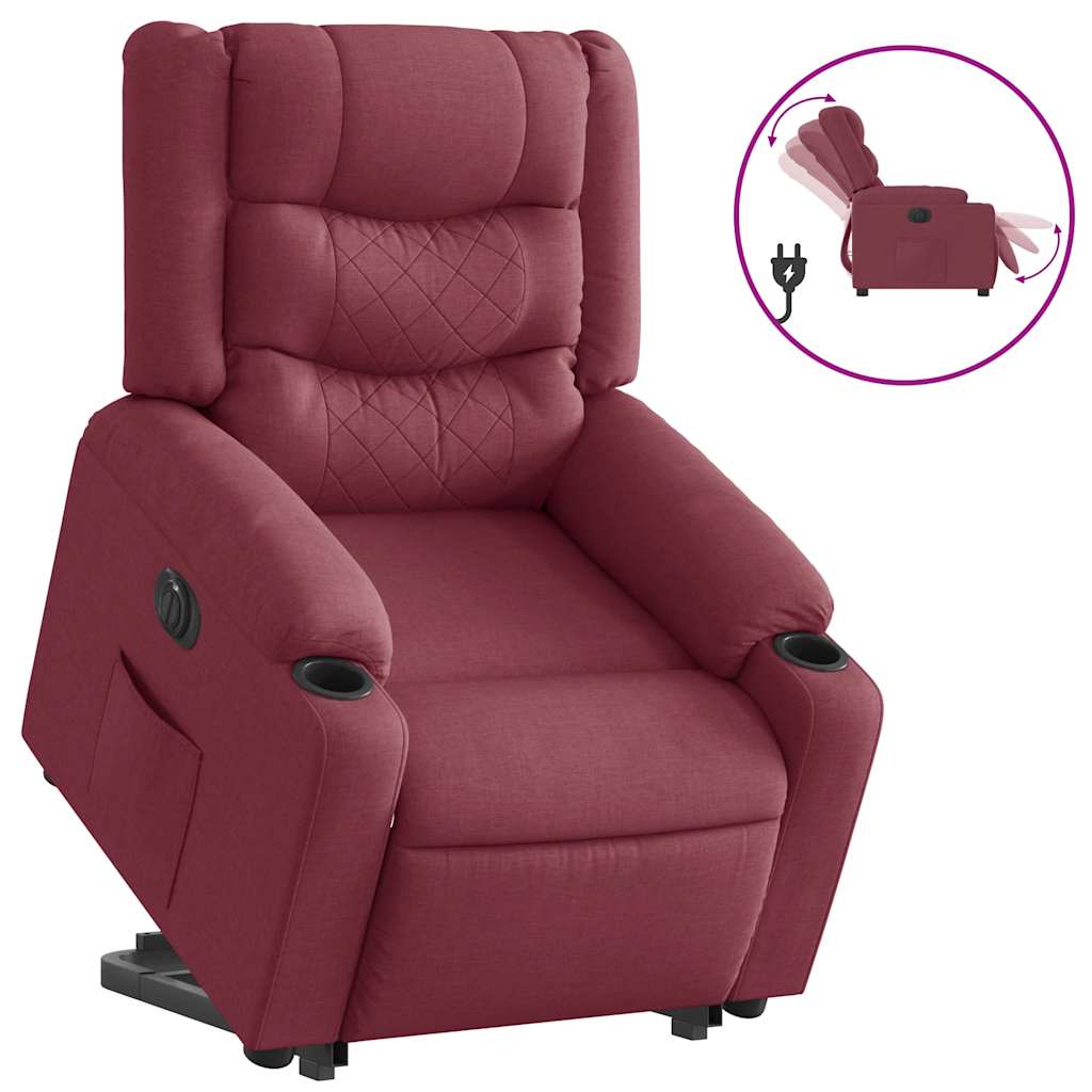 Fauteuil inclinable électrique rouge bordeaux tissu - XIOS