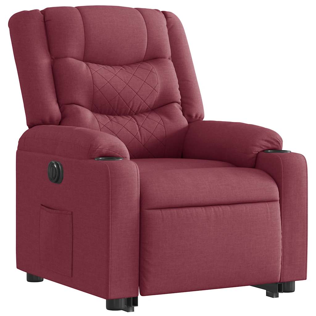 Fauteuil inclinable électrique rouge bordeaux tissu - XIOS