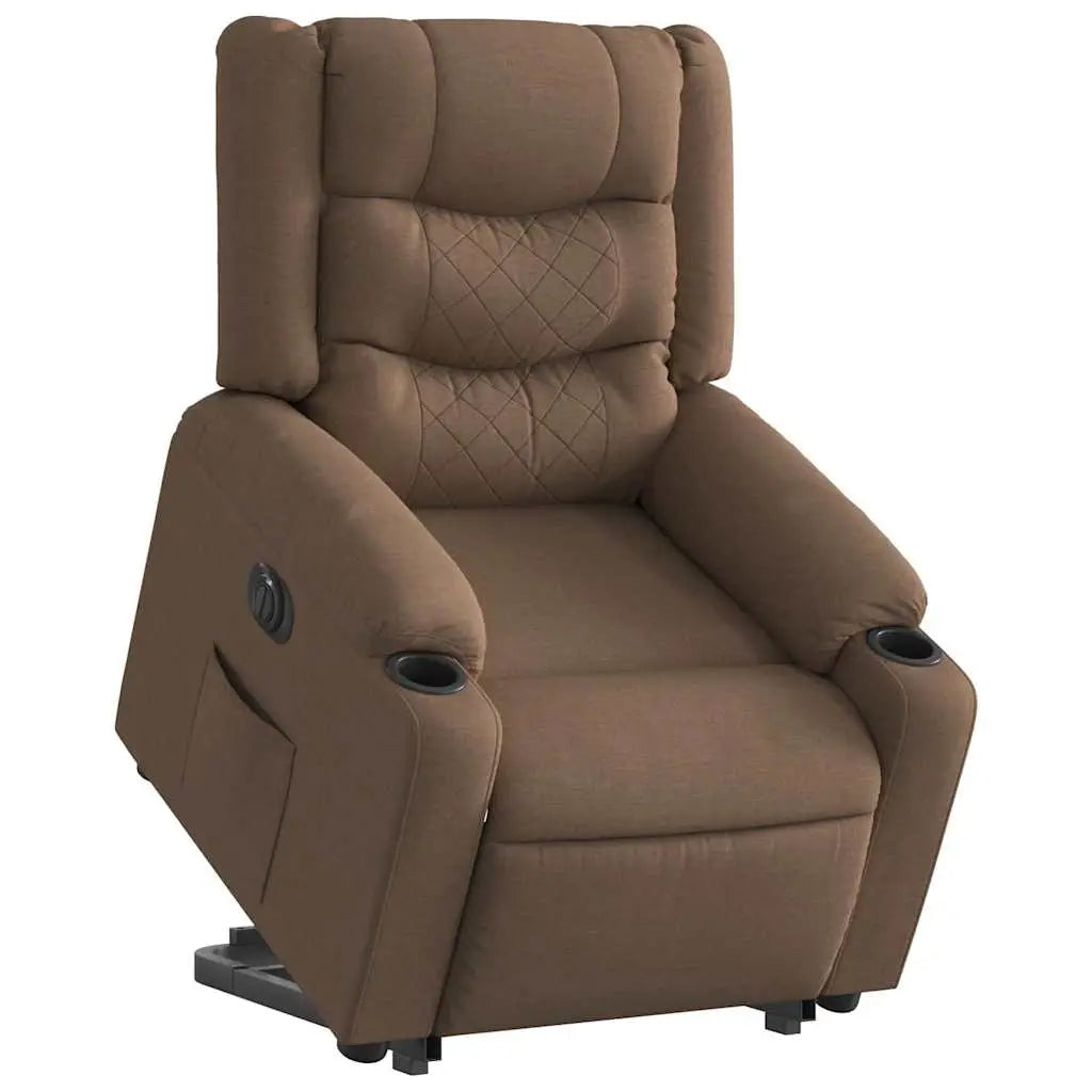 Fauteuil inclinable électrique marron tissu - XIOS