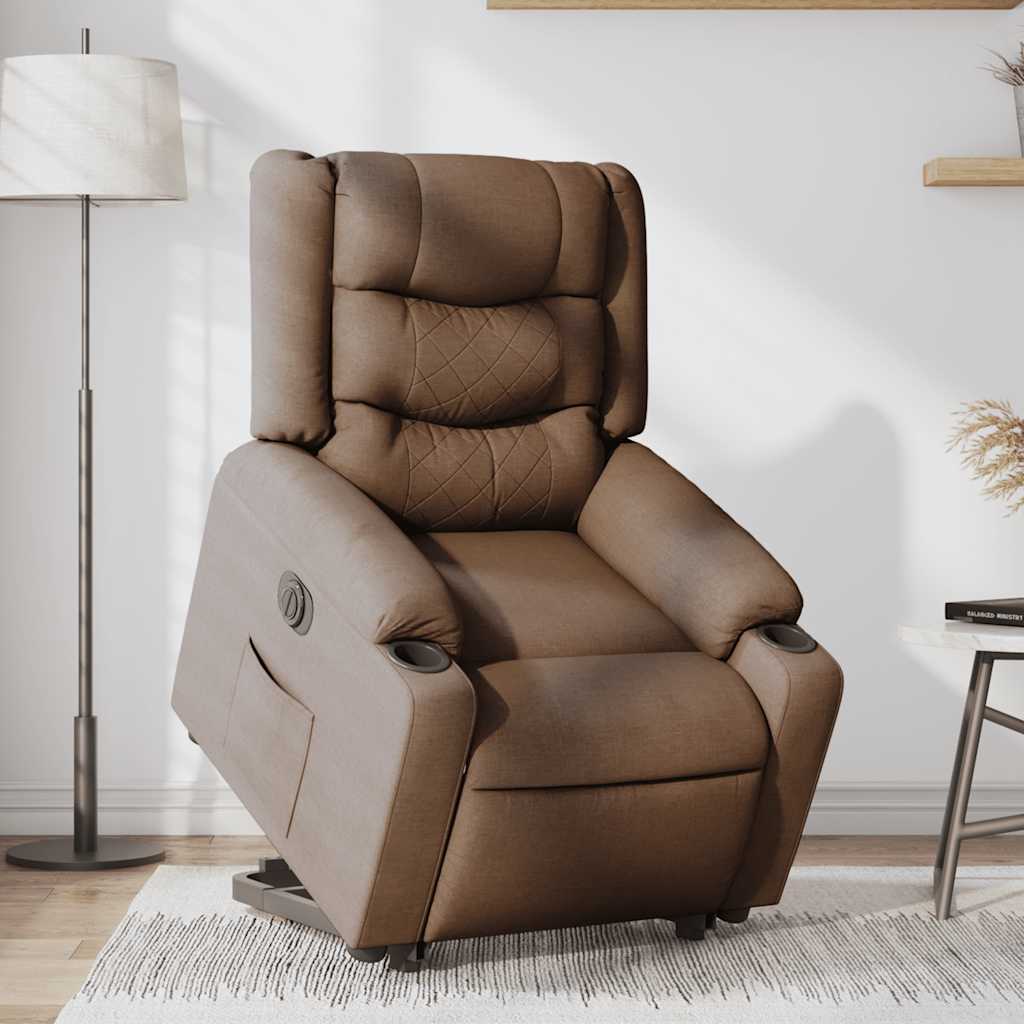 Fauteuil inclinable électrique marron tissu - XIOS