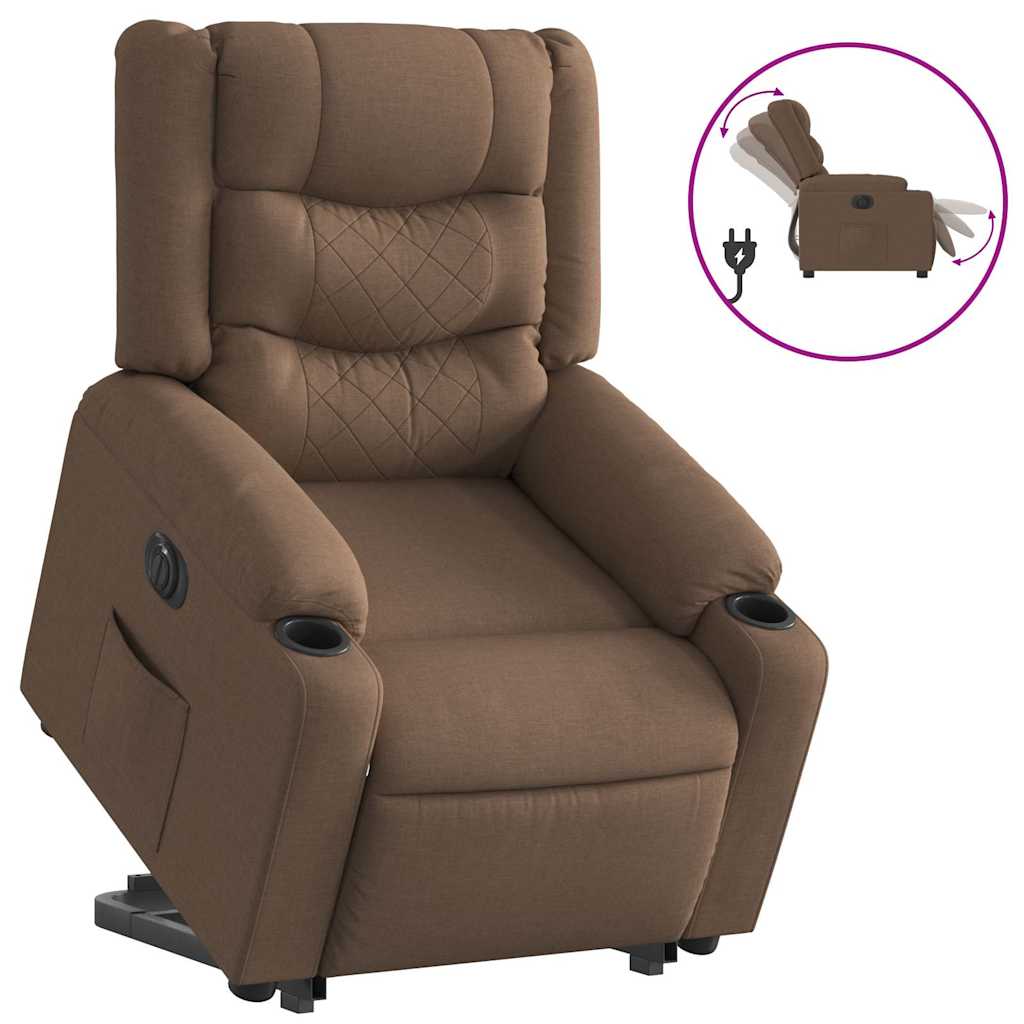Fauteuil inclinable électrique marron tissu - XIOS