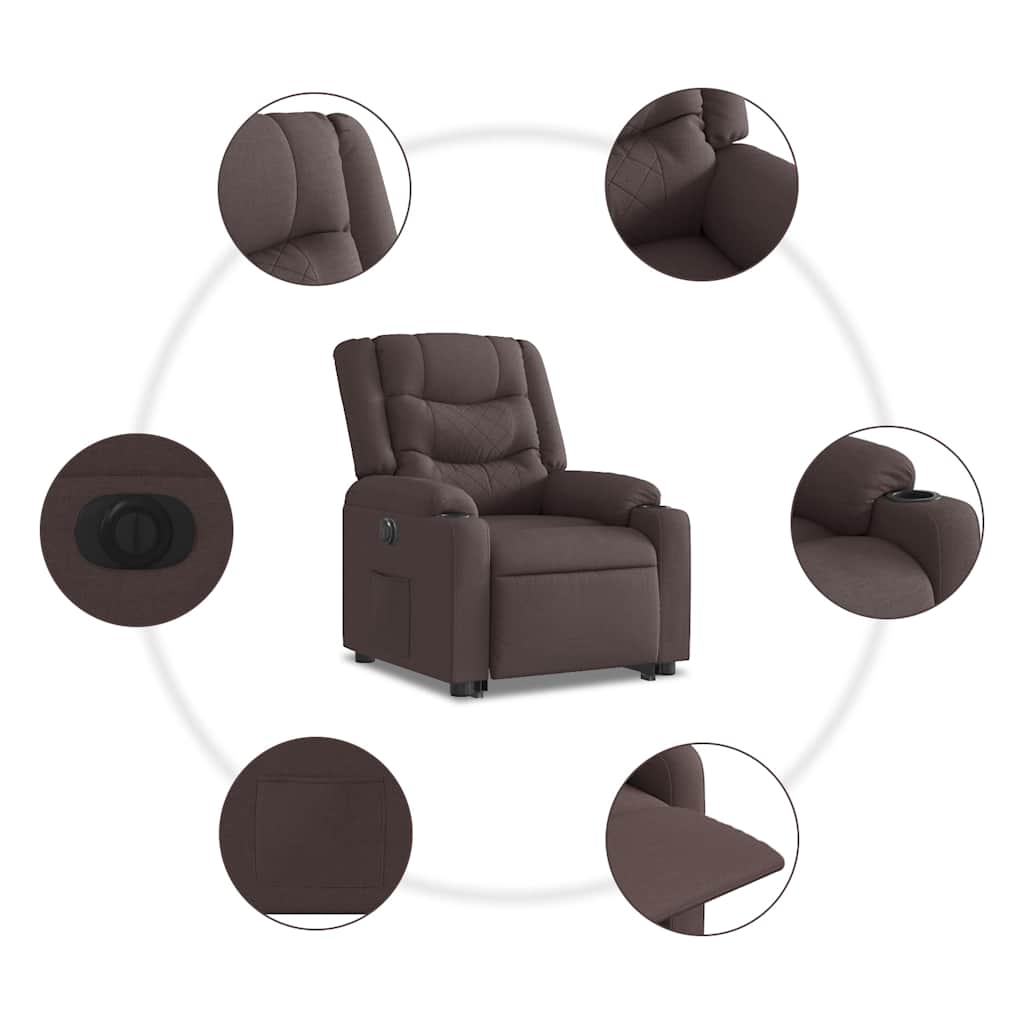 Fauteuil inclinable électrique marron foncé tissu