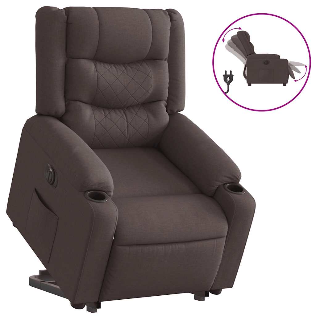 Fauteuil inclinable électrique marron foncé tissu - XIOS