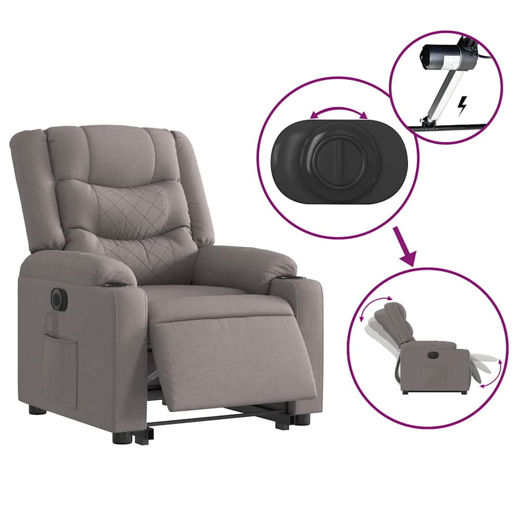 Fauteuil inclinable électrique taupe tissu - XIOS