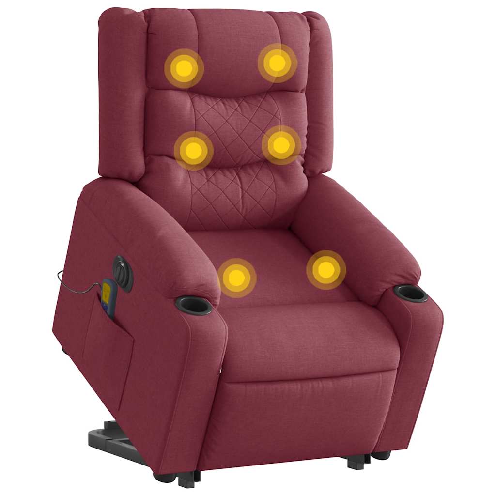 Fauteuil inclinable de massage électrique Rouge bordeaux Tissu