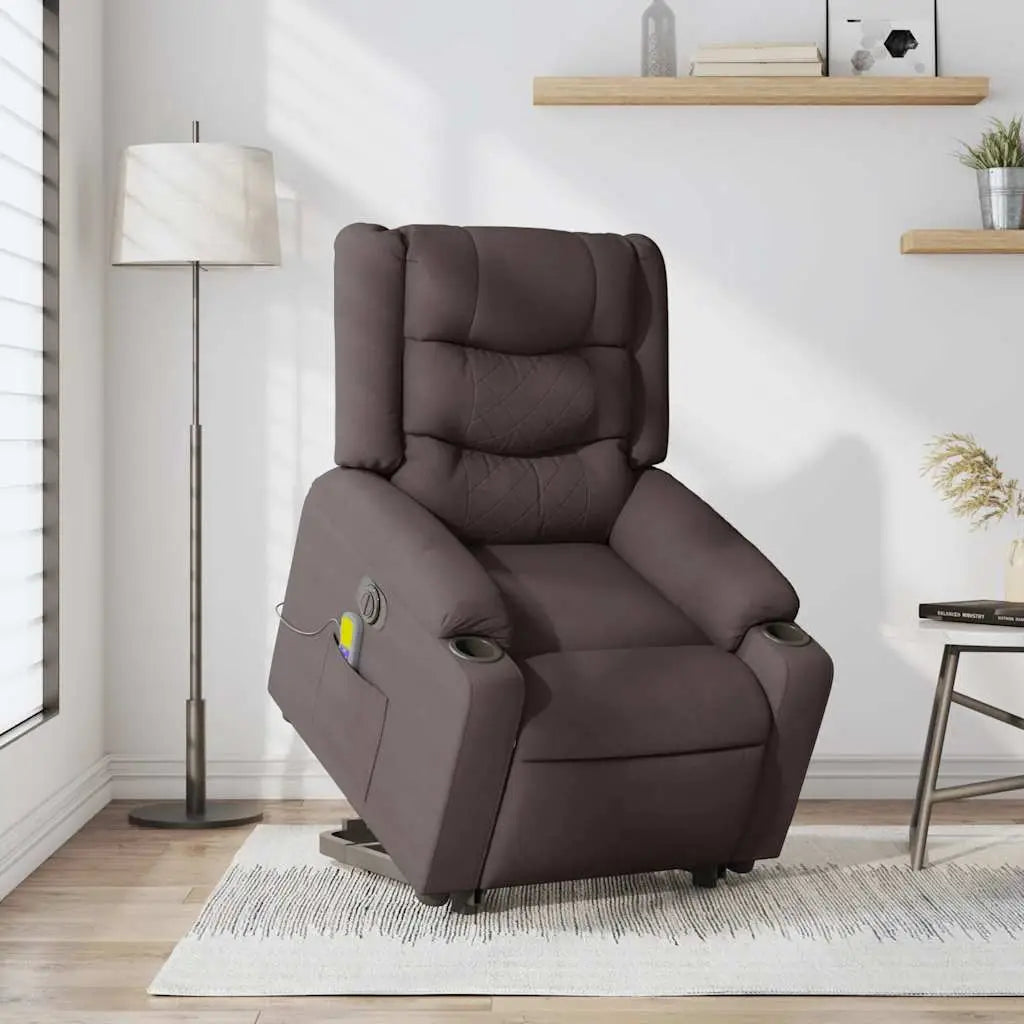 Fauteuil inclinable de massage électrique Marron foncé Tissu - XIOS
