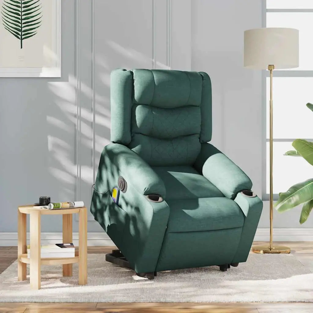 Fauteuil inclinable de massage électrique Vert foncé Tissu - XIOS