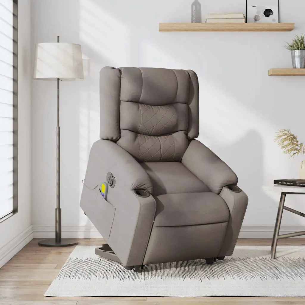 Fauteuil inclinable de massage électrique Taupe Tissu - XIOS