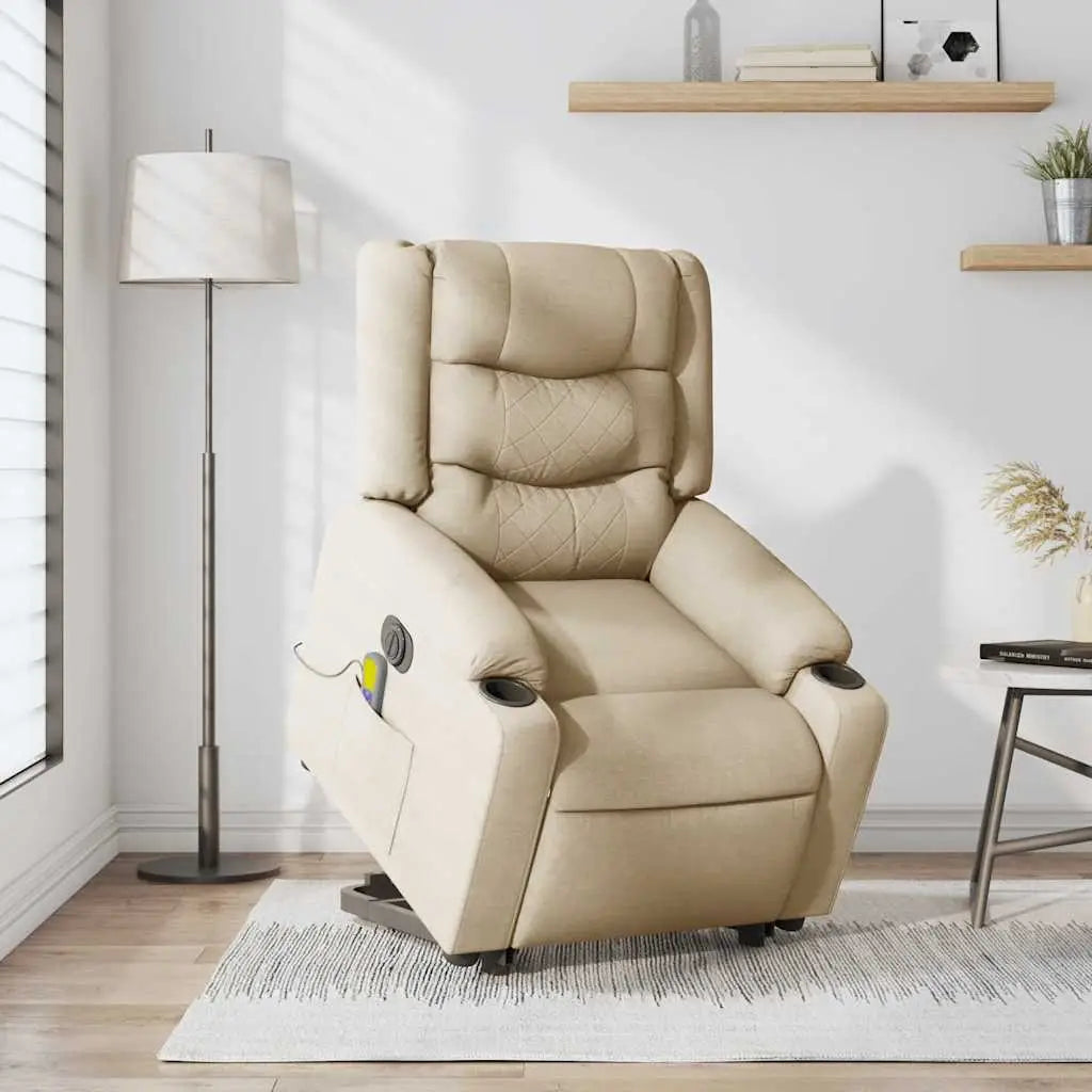 Fauteuil inclinable de massage électrique Crème Tissu - XIOS