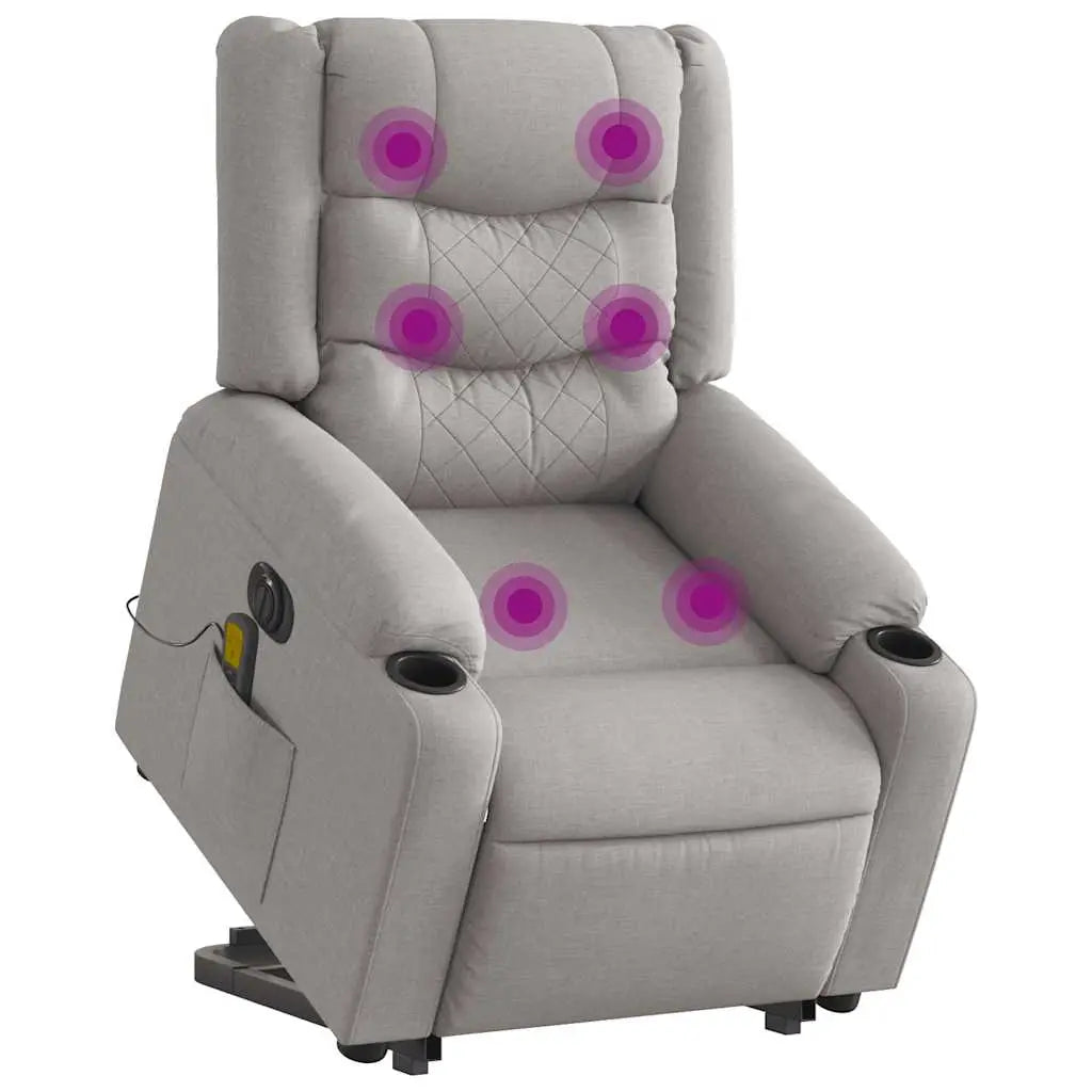 Fauteuil inclinable de massage électrique gris nuage tissu - XIOS