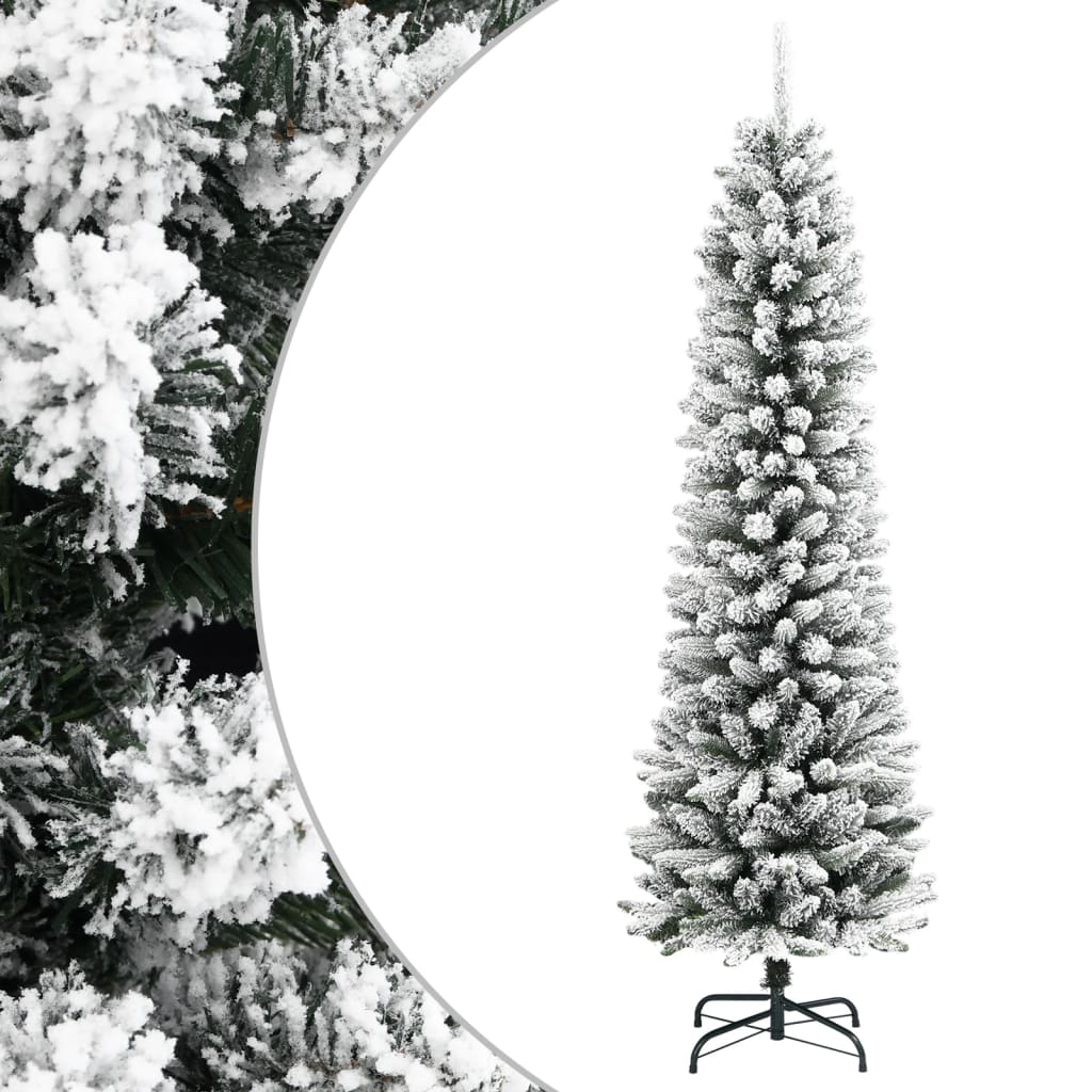 Sapin de Noël artificiel mince avec neige floquée 210 cm PVC/PE - XIOS