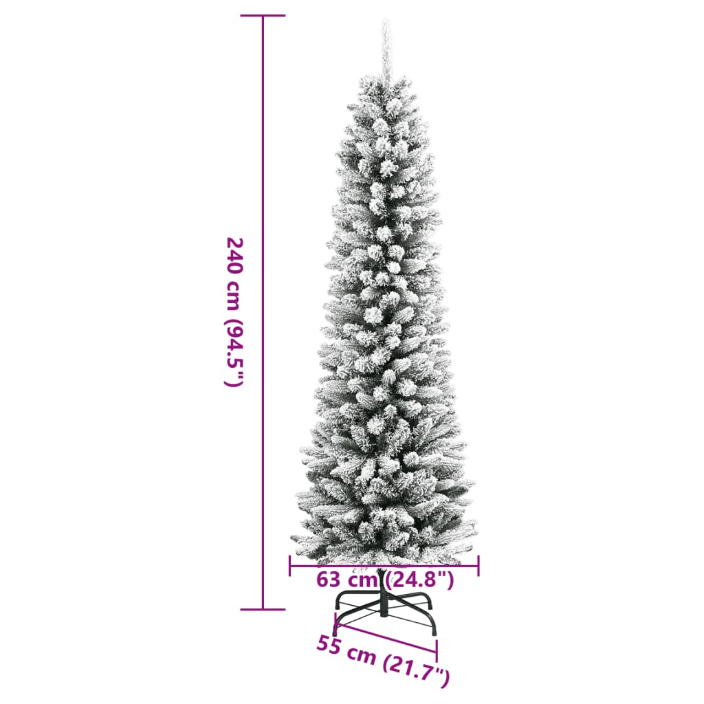 Sapin de Noël artificiel mince avec neige floquée 240 cm PVC/PE - XIOS
