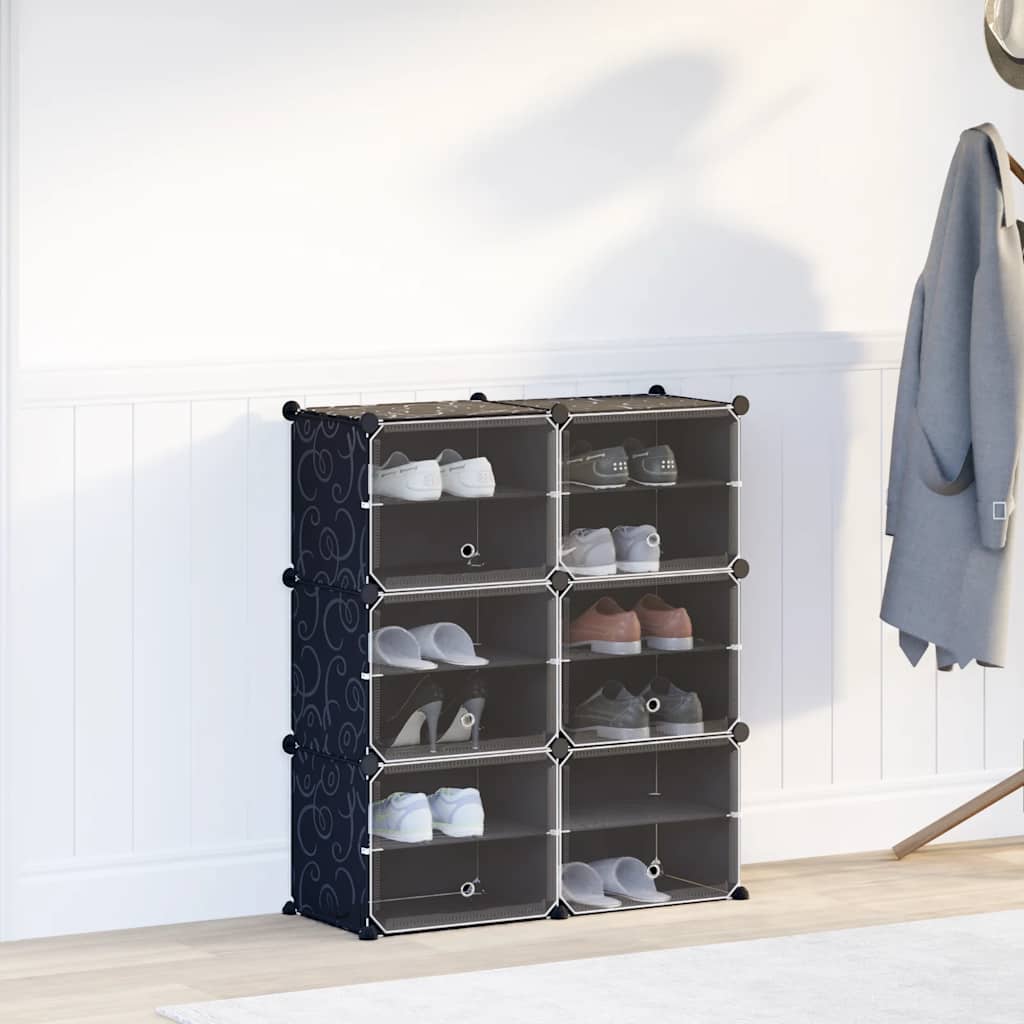Cubes de rangement 6 pcs avec portes noir PP - XIOS