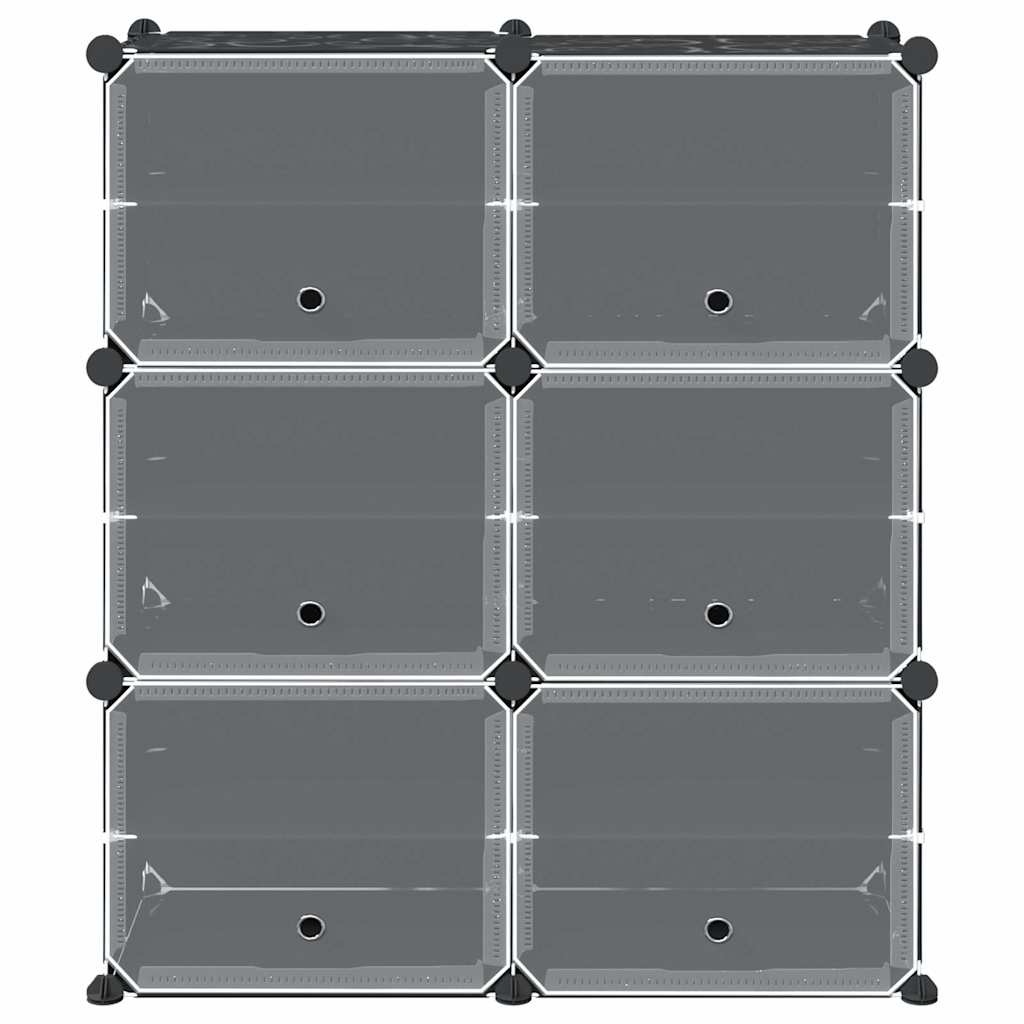 Cubes de rangement 6 pcs avec portes noir PP - XIOS