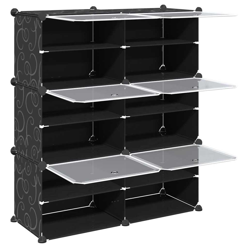 Cubes de rangement 6 pcs avec portes noir PP - XIOS