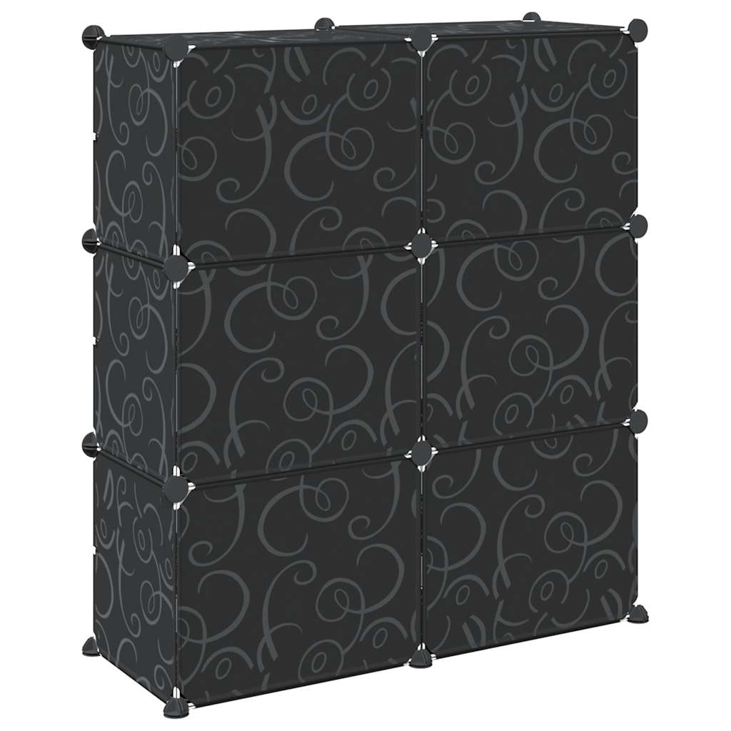 Cubes de rangement 6 pcs avec portes noir PP - XIOS