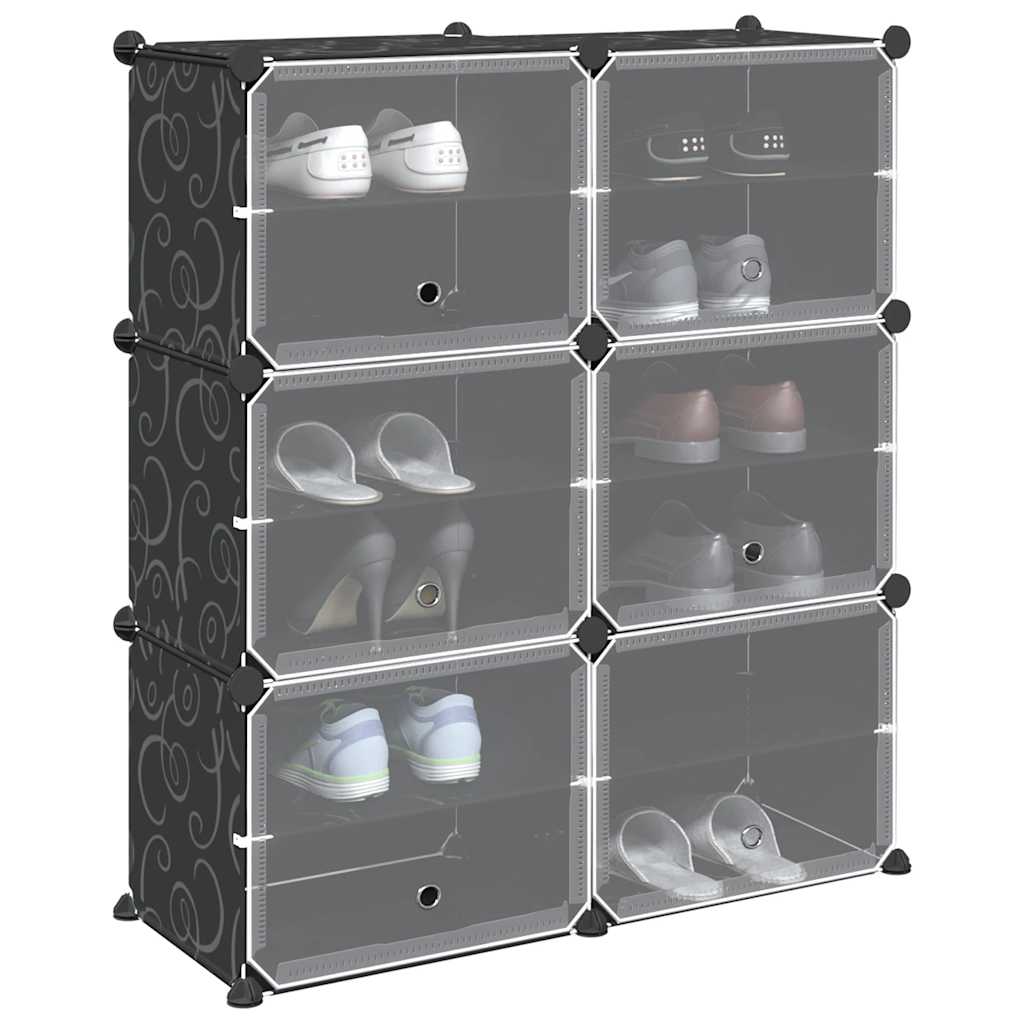 Cubes de rangement 6 pcs avec portes noir PP - XIOS