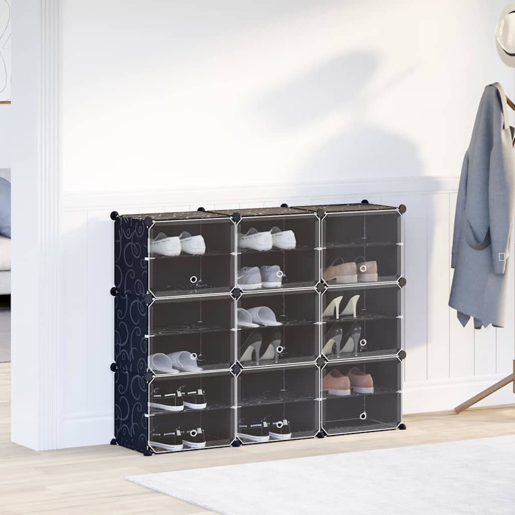 Cubes de rangement 9 pcs avec portes noir PP - XIOS