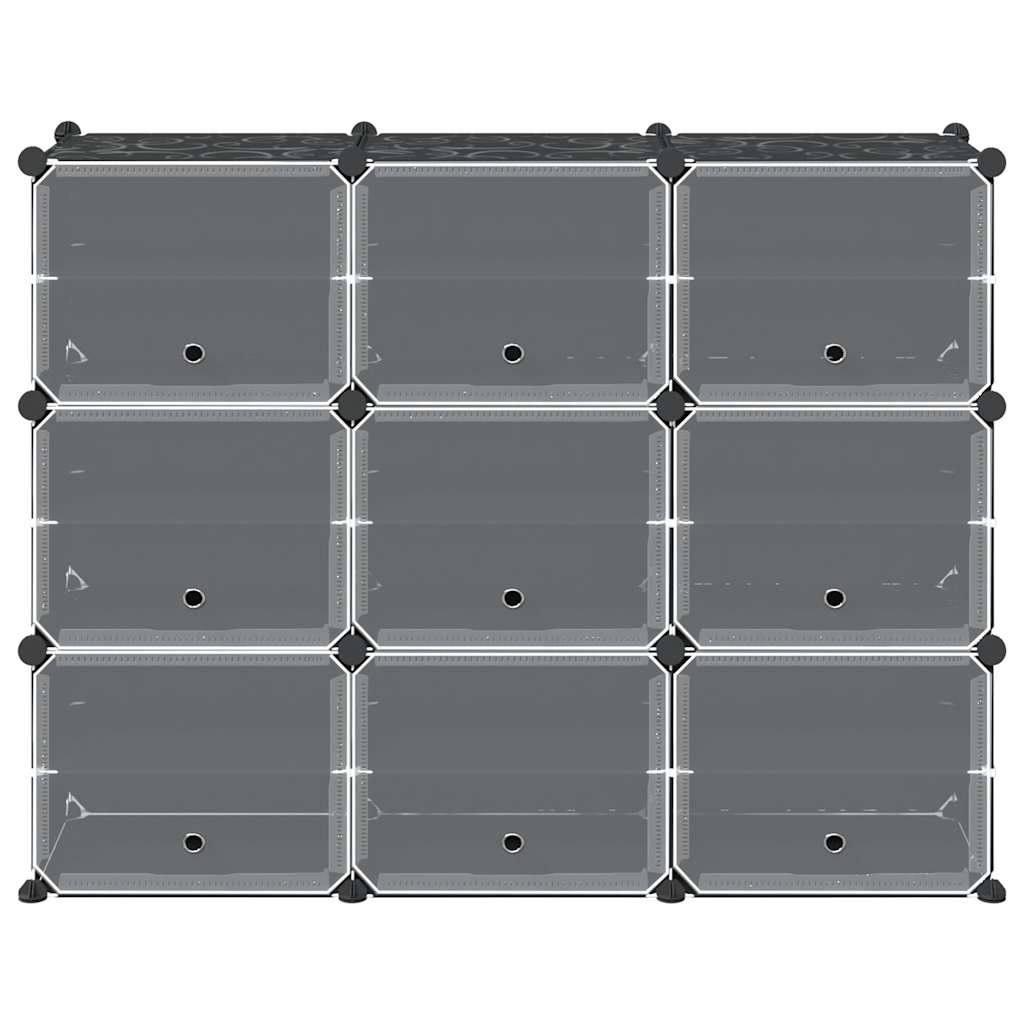 Cubes de rangement 9 pcs avec portes noir PP - XIOS