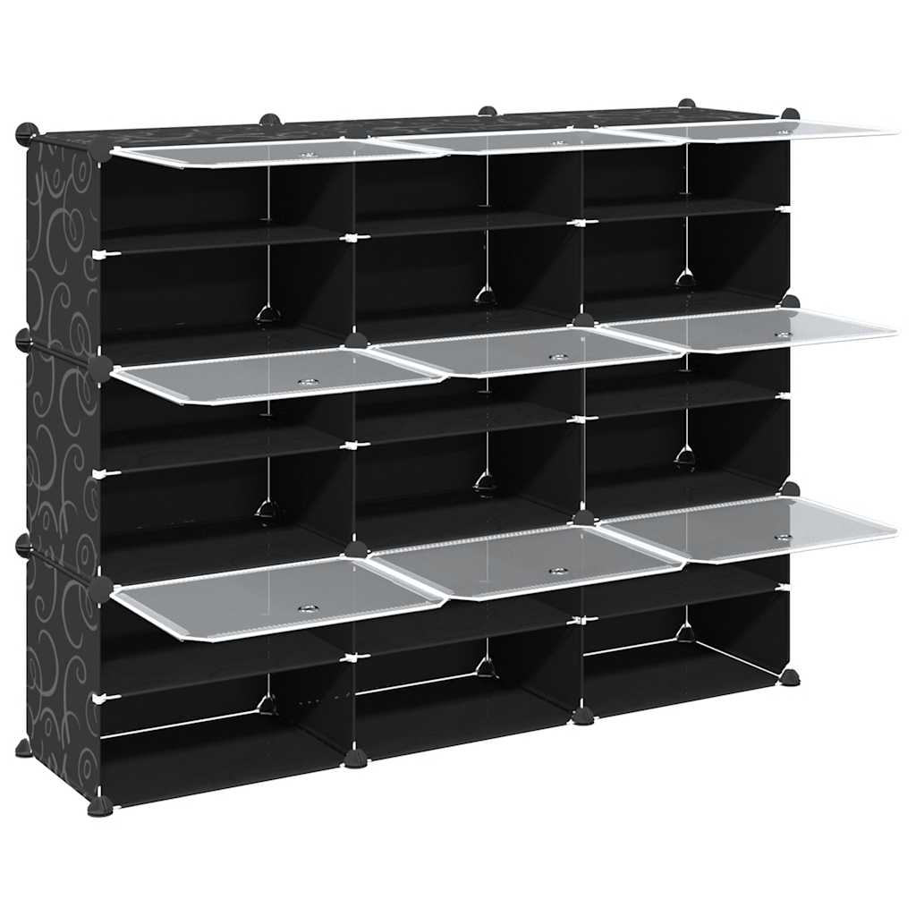 Cubes de rangement 9 pcs avec portes noir PP - XIOS