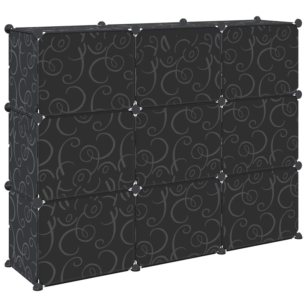 Cubes de rangement 9 pcs avec portes noir PP - XIOS